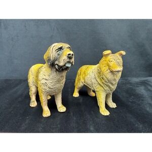 Imperial Toy Corp Rubber Dogs St. Bernard & Collie Hong Kong 1974 Vintage Toys